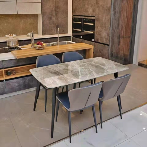 Dining Table with Sintered Stone Table Top and Metal Legs, Suitable for Kitchen, Dining Room