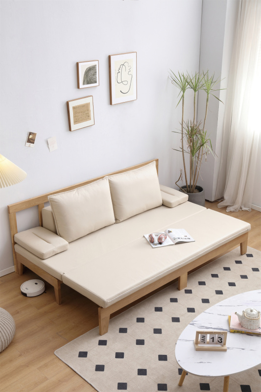 Ash Wood Solid Sofa Bed With Coushion BL5603