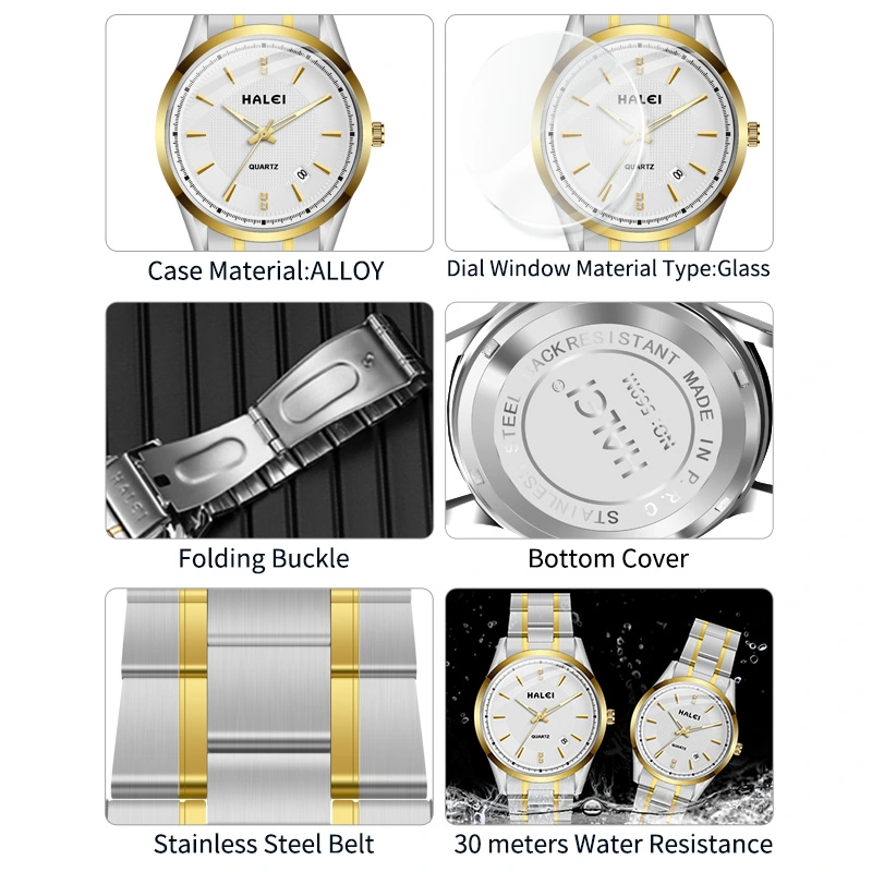HALEI 569ML stainless steel watch for men and women