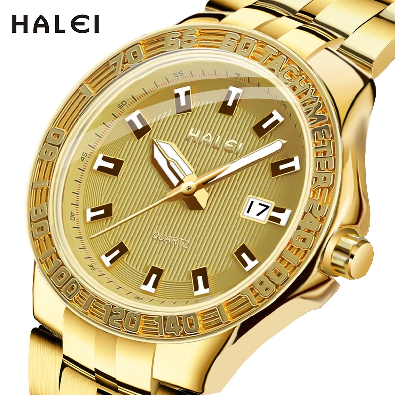 HALEI 8030ML gold chain wrist watch
