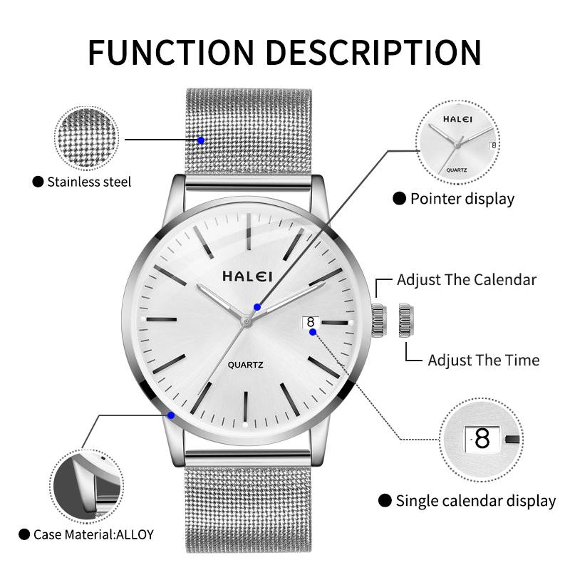 HALEI 8025ML mesh belt quartz watch