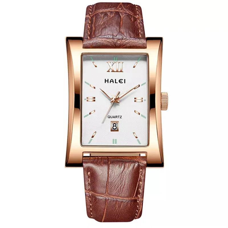 HALEI 526ML square leather watch