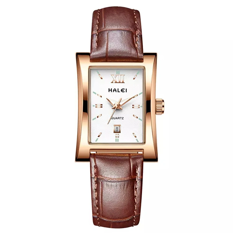HALEI 526ML square leather watch