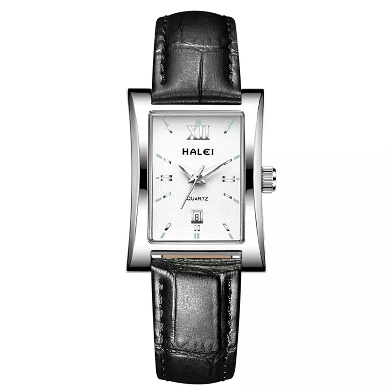HALEI 526ML square leather watch