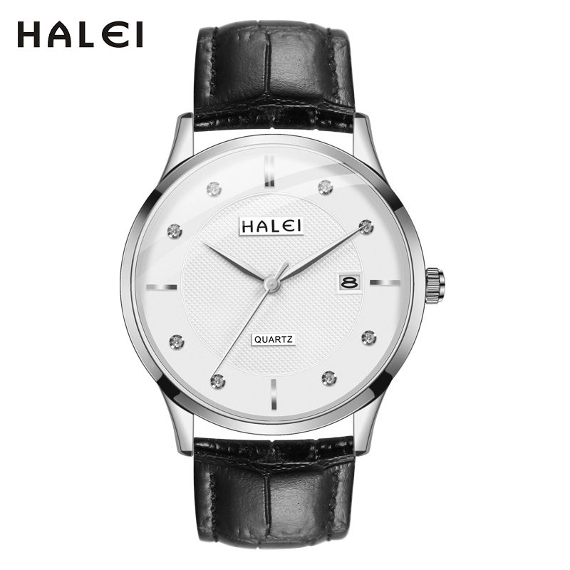 HALEI 521ML Leather round wrist watch
