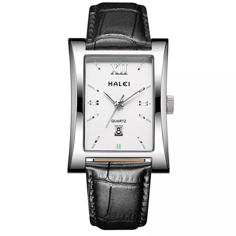HALEI 526ML square leather watch