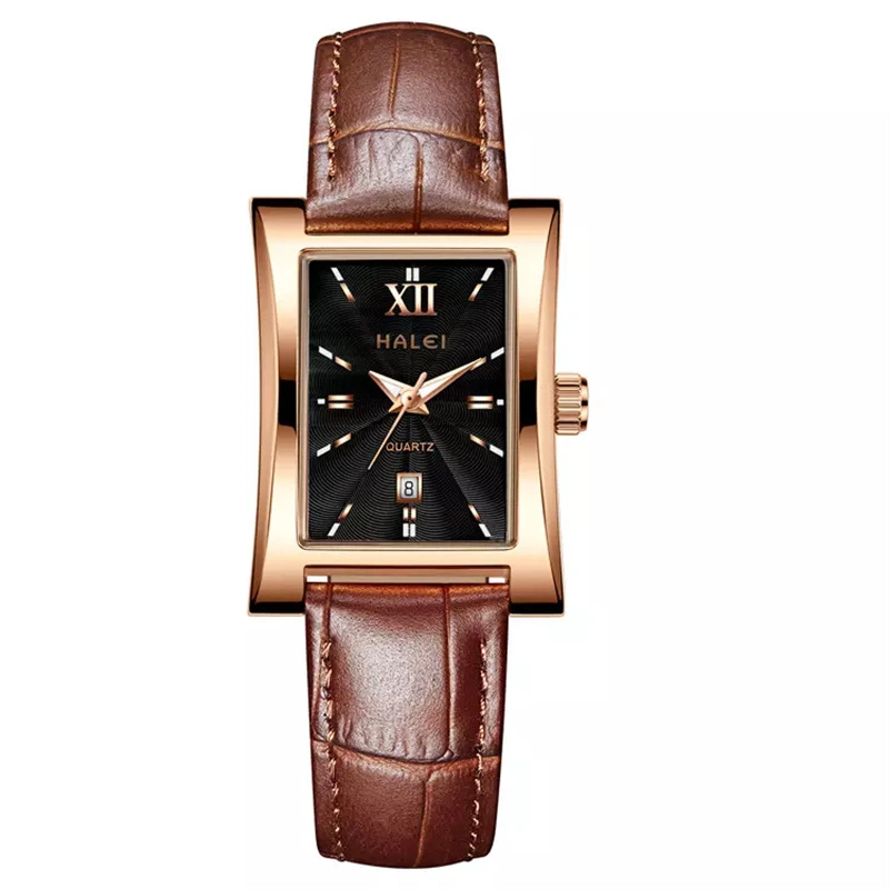HALEI 526ML square leather watch