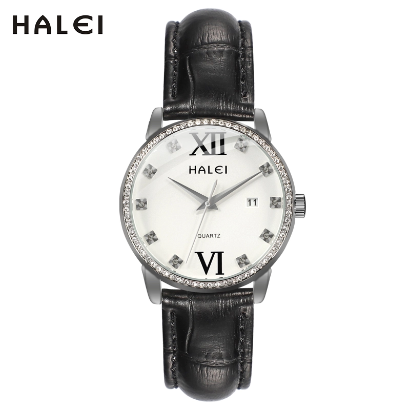 HALEI 525ML Leather quartz watch for couple