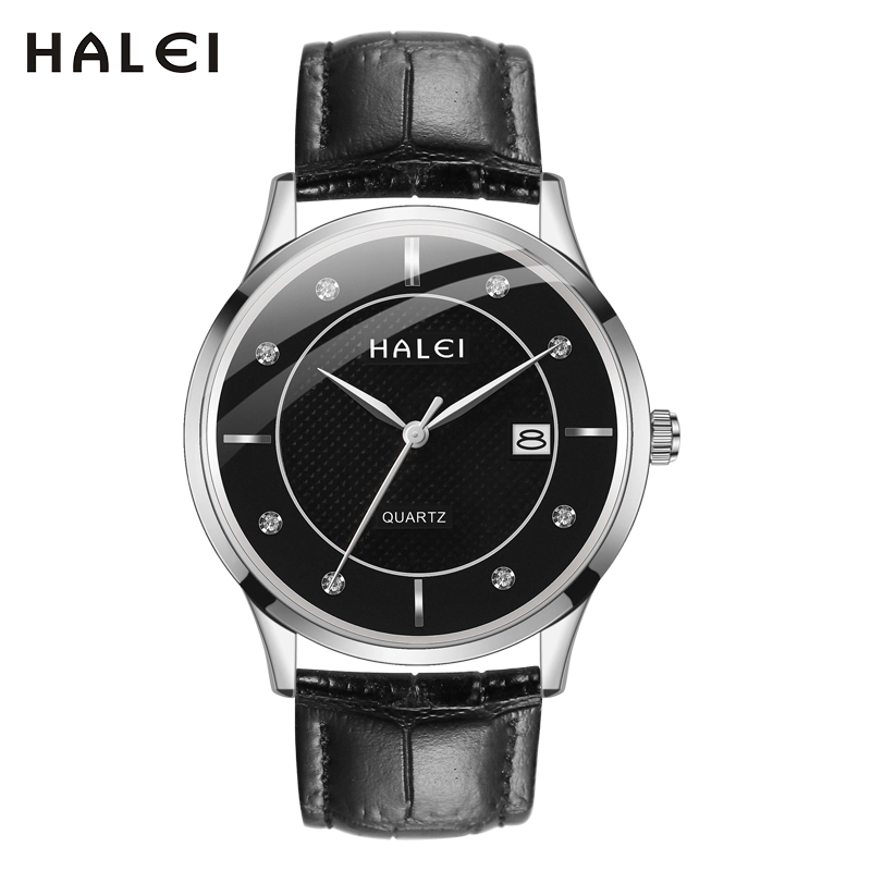 HALEI 521ML Leather round wrist watch
