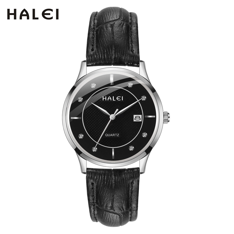 HALEI 521ML Leather round wrist watch