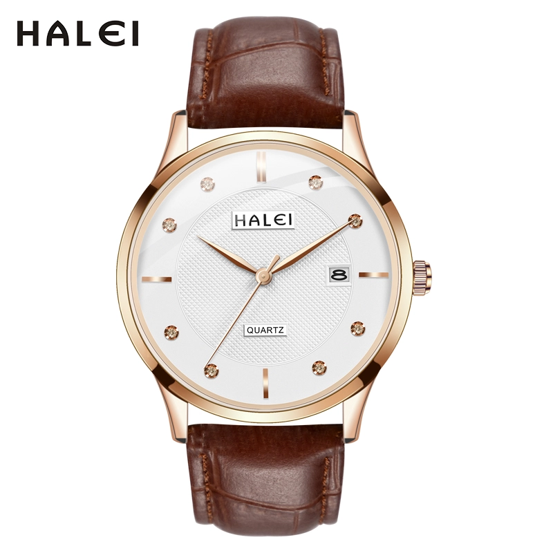 HALEI 521ML Leather round wrist watch