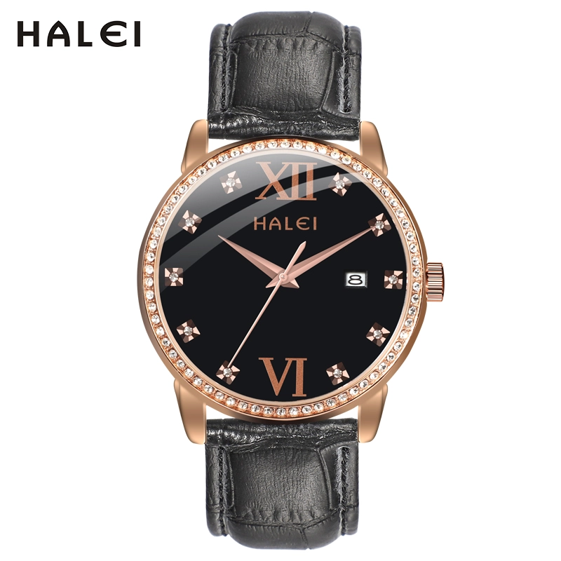 HALEI 525ML Leather quartz watch for couple