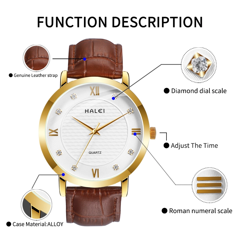 HALEI 545ML water proof leather watches
