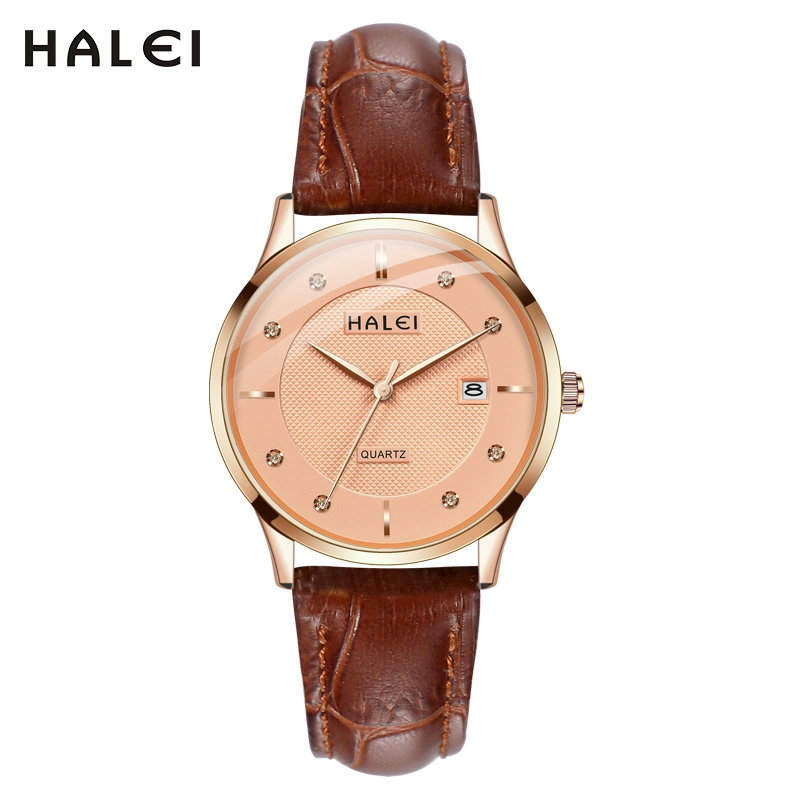 HALEI 521ML Leather round wrist watch