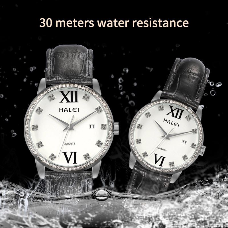 HALEI 525ML Leather quartz watch for couple