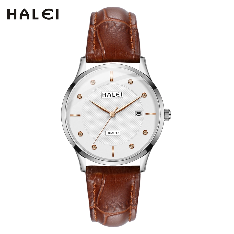HALEI 521ML Leather round wrist watch