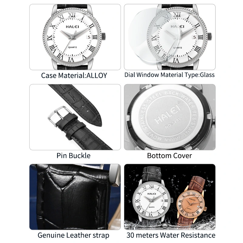 HALEI 525ML leather wrist watch