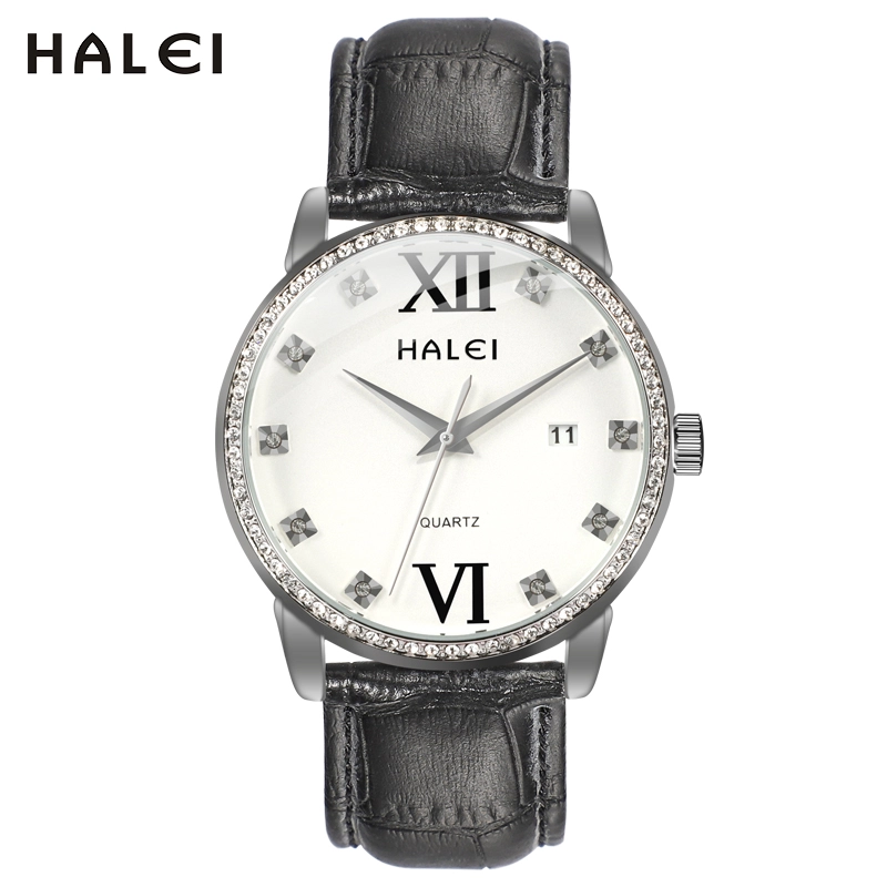 HALEI 525ML Leather quartz watch for couple