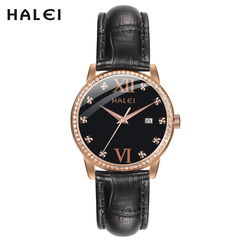 HALEI 525ML Leather quartz watch for couple