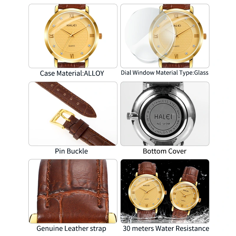 HALEI 545ML water proof leather watches