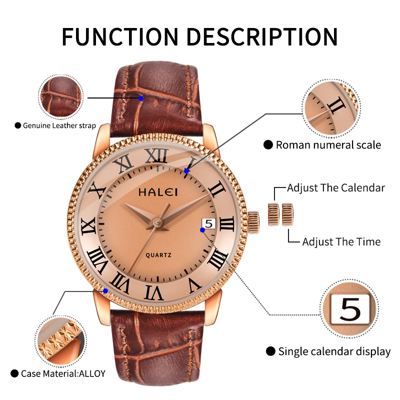 HALEI 525ML leather wrist watch