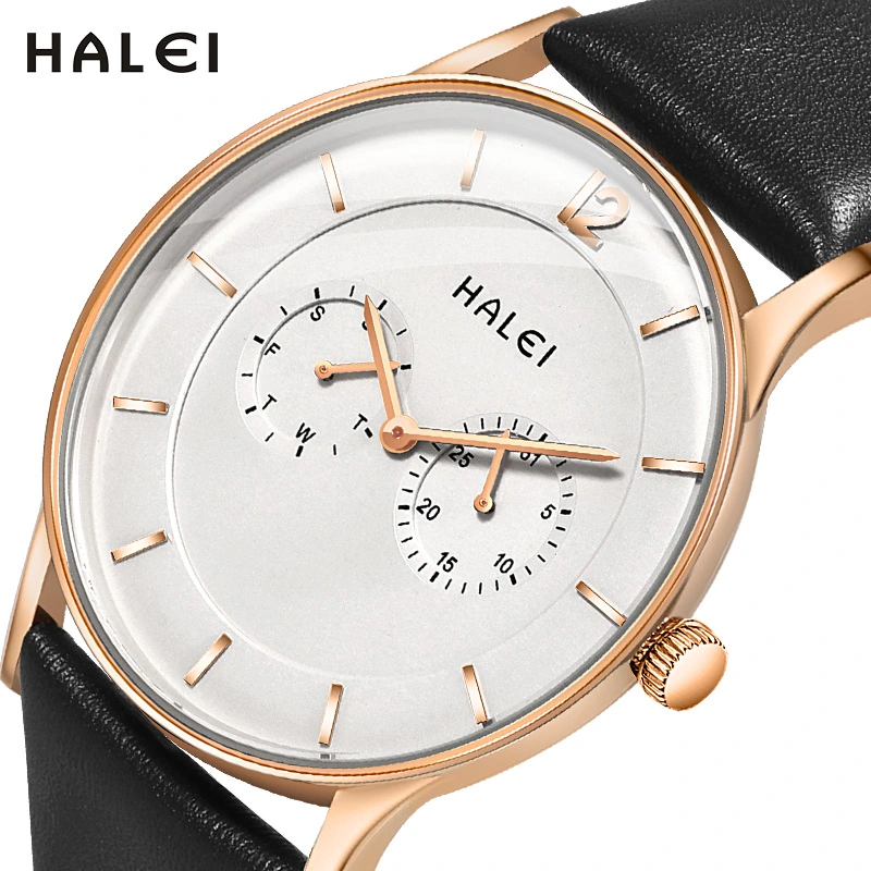 HALEI 2530M leather watch men