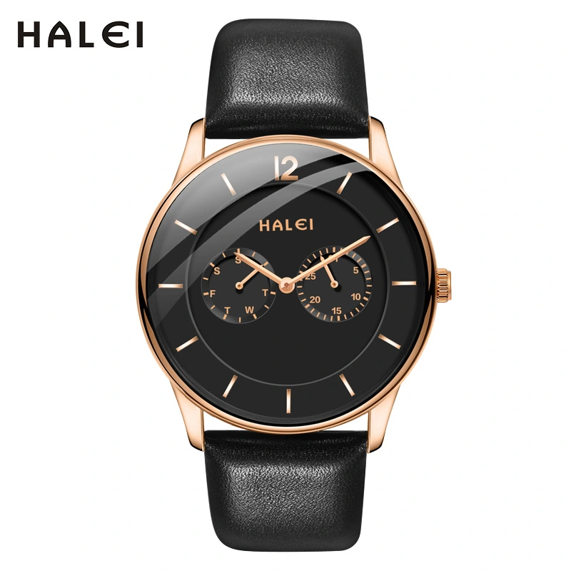 HALEI 2530M leather watch men