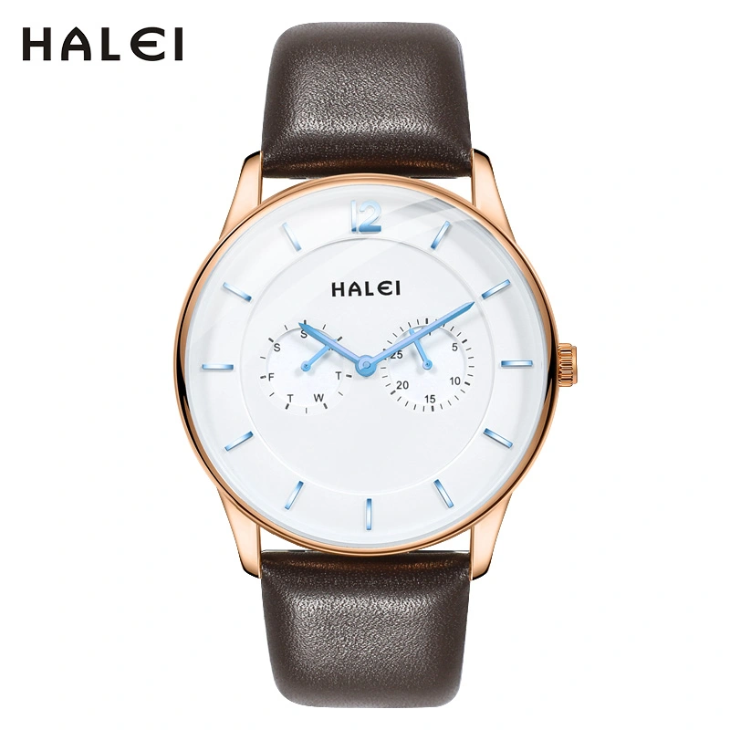 HALEI 2530M leather watch men