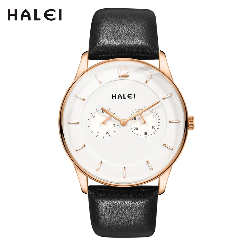 HALEI 2530M leather watch men