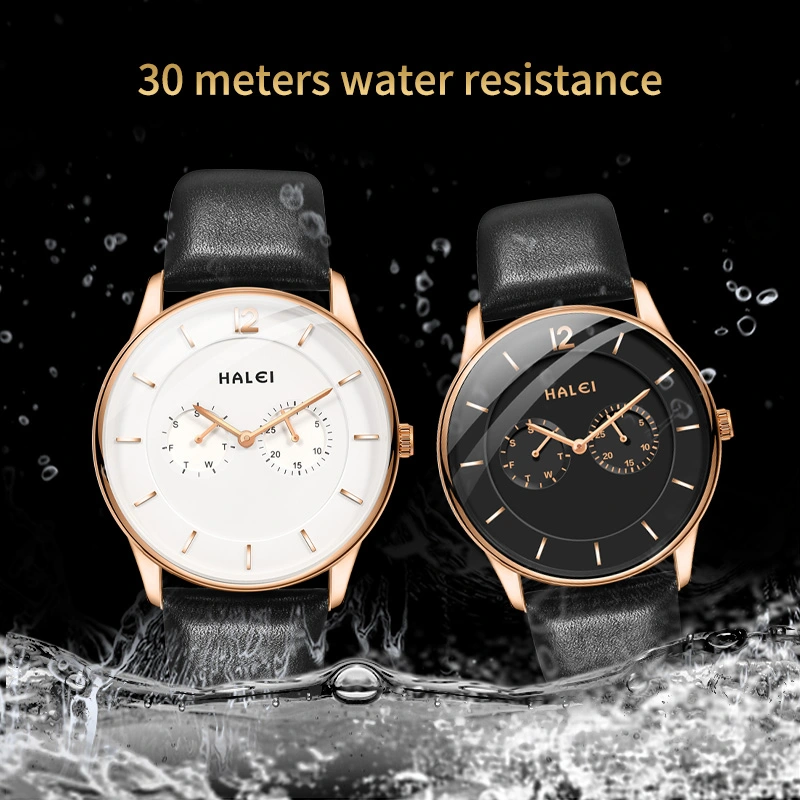 HALEI 2530M leather watch men