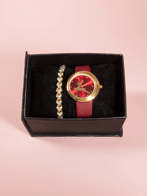 Christmas gift set 1PC fashion ladies quartz watch +1PC elegant bracelet
