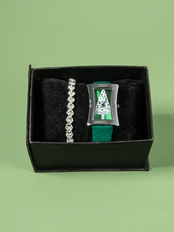 Christmas gift set 1PC fashion ladies quartz watch +1PC elegant bracelet
