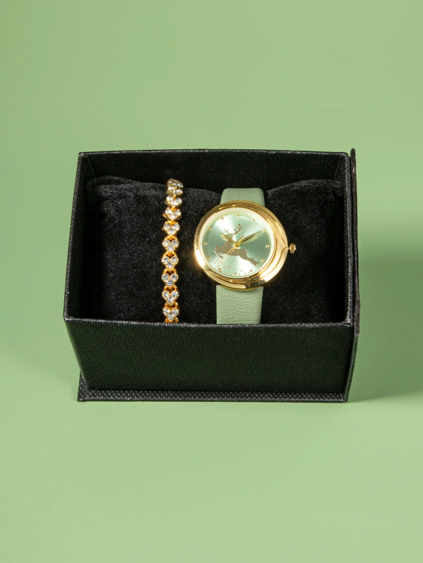 Christmas gift set 1PC fashion ladies quartz watch +1PC elegant bracelet