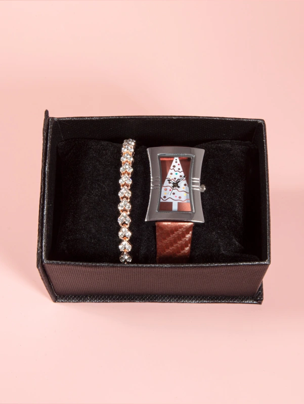 Christmas gift set 1PC fashion ladies quartz watch +1PC elegant bracelet