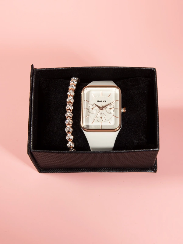Fashion ladies quartz watch silicone strap with elegant bracelet
