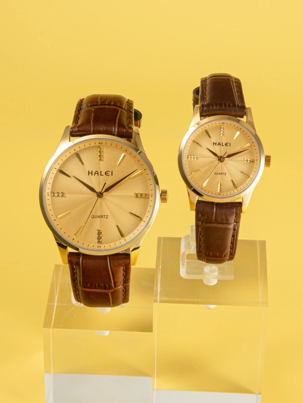 HALEI 549ML Leather quartz watch for couple
