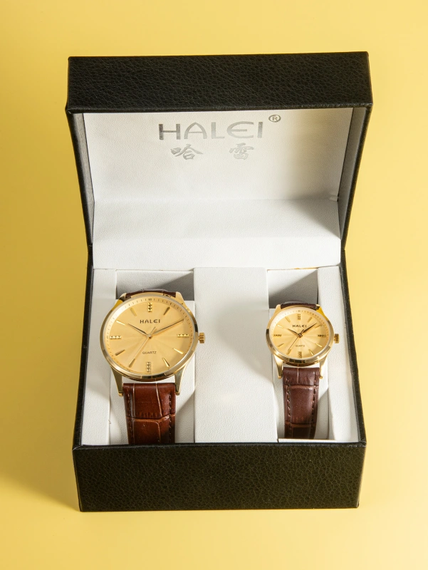 HALEI 549ML Leather quartz watch for couple
