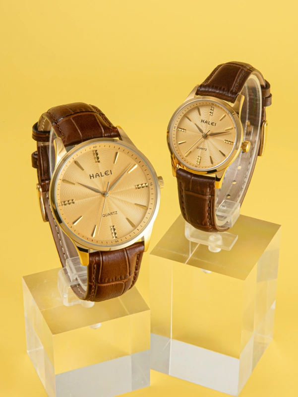 HALEI 549ML Leather quartz watch for couple