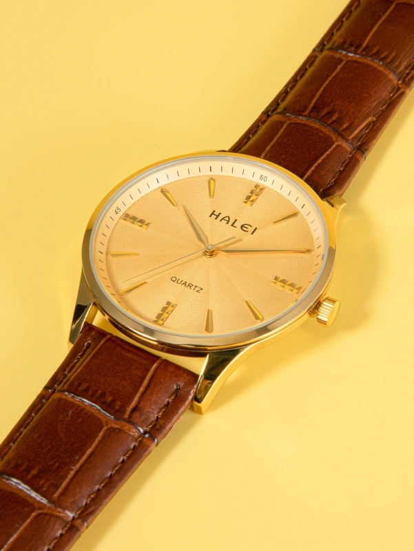 HALEI 549ML Leather quartz watch for couple