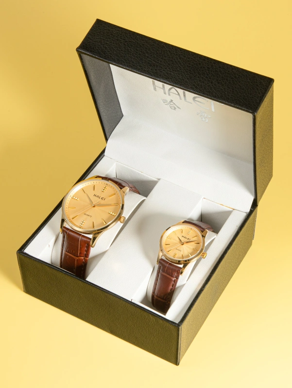 HALEI 549ML Leather quartz watch for couple