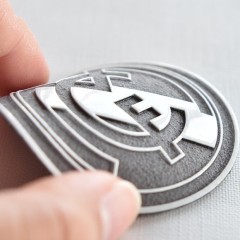 Recycled microfiber Material High Frequency Embossed Silicone Rubber Labels