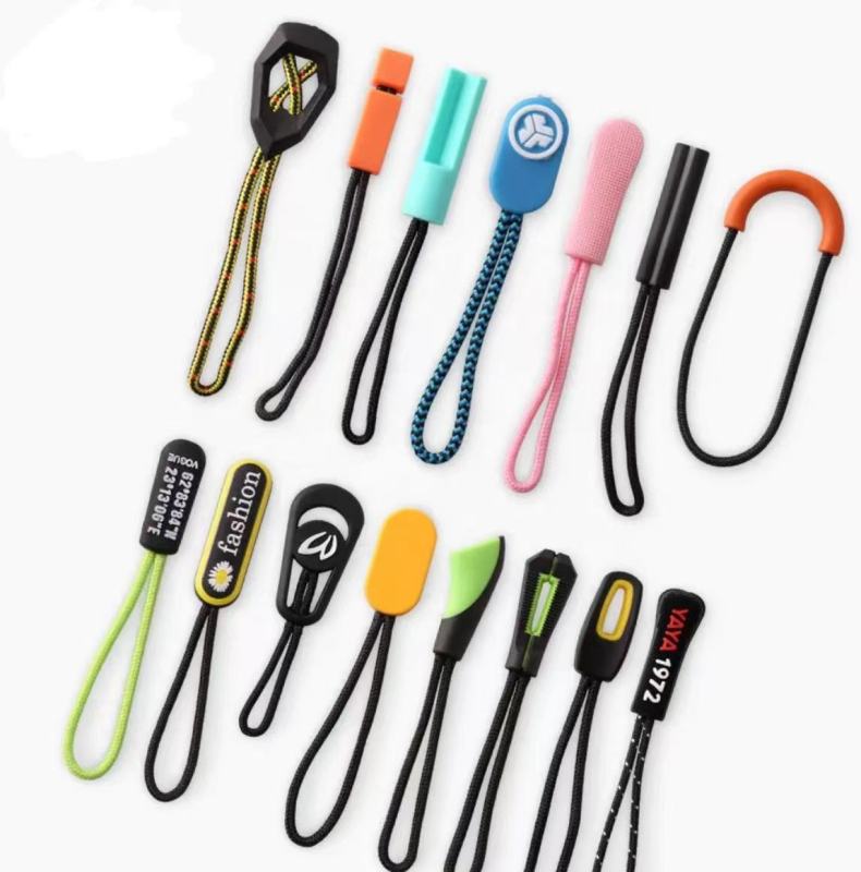 Custom silicone & PU & TPR & pvc Zipper Pulls Zipper Tab silicone and PVC material for Backpacks Jackets Luggage Purses Handbags