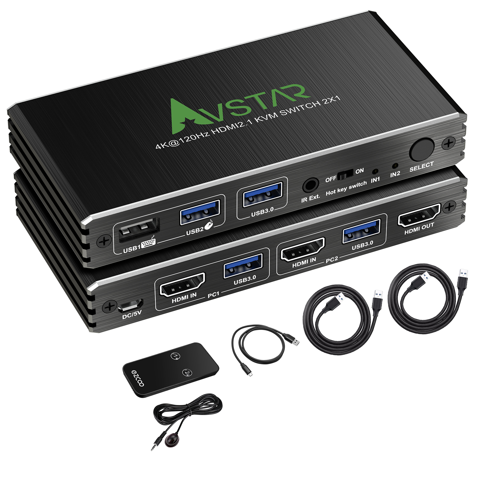 2-Port 2×1 8K High-End KVM-Switch HDMI 2.1 & USB 3.0 Hub, bis 8K@120Hz,  1080P@240Hz, 2560×1440@144Hz - KVM-Switch Versand