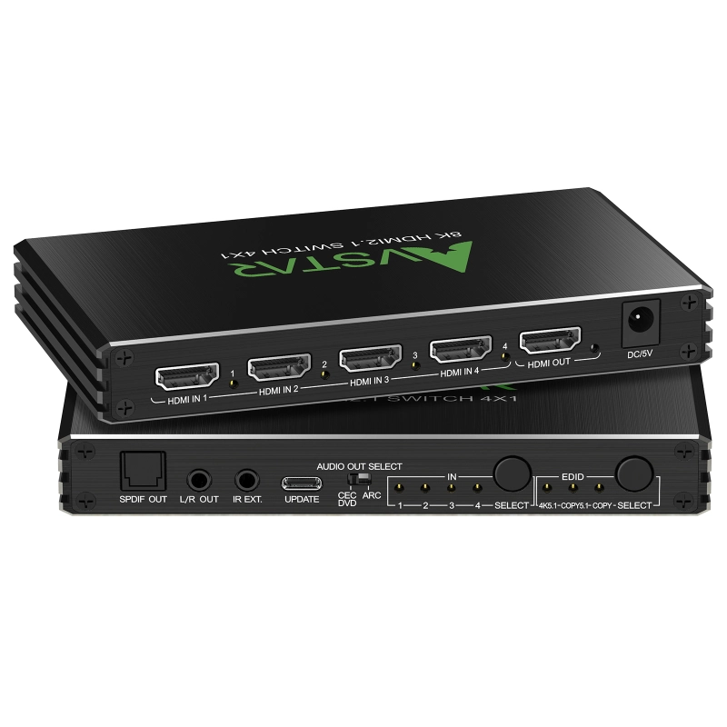 4K@120Hz HDMI 2.1 Switch 4 in 1 out with Audio Extractor,48Gbps,HDCP 2.3,HDR