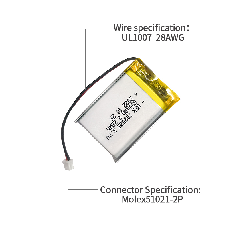 Li-polymer Cell Factory Wholesale Bluetooth Earphone Battery UFX702535 3.7V 600mAh Rechargeable Battery