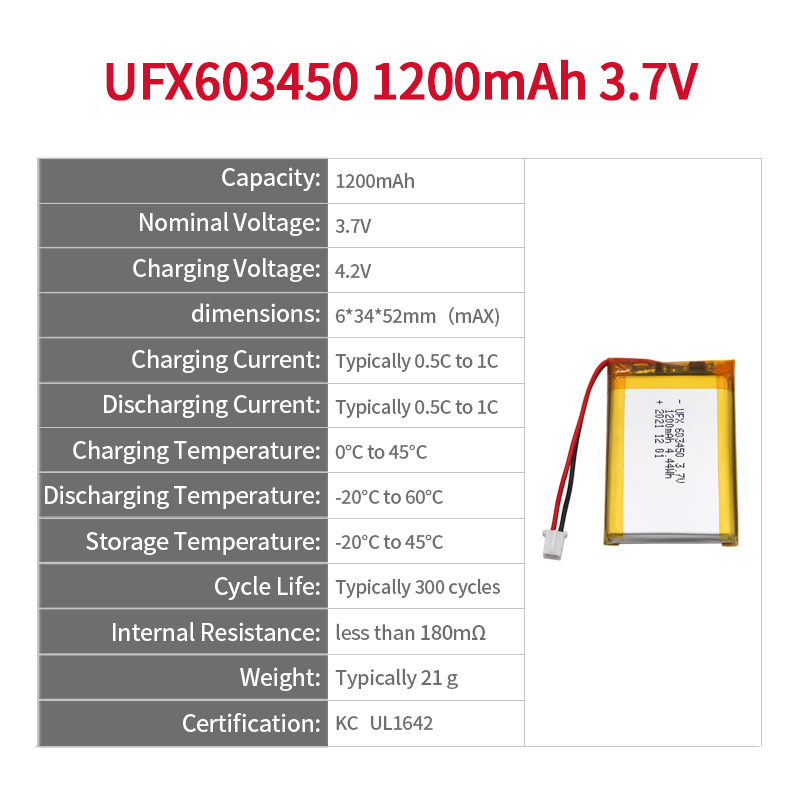 603450 1200mAh Manufactory Supply High Capacity Power Bank Battery Li-polymer Battery-ISO9001 Certified Factory