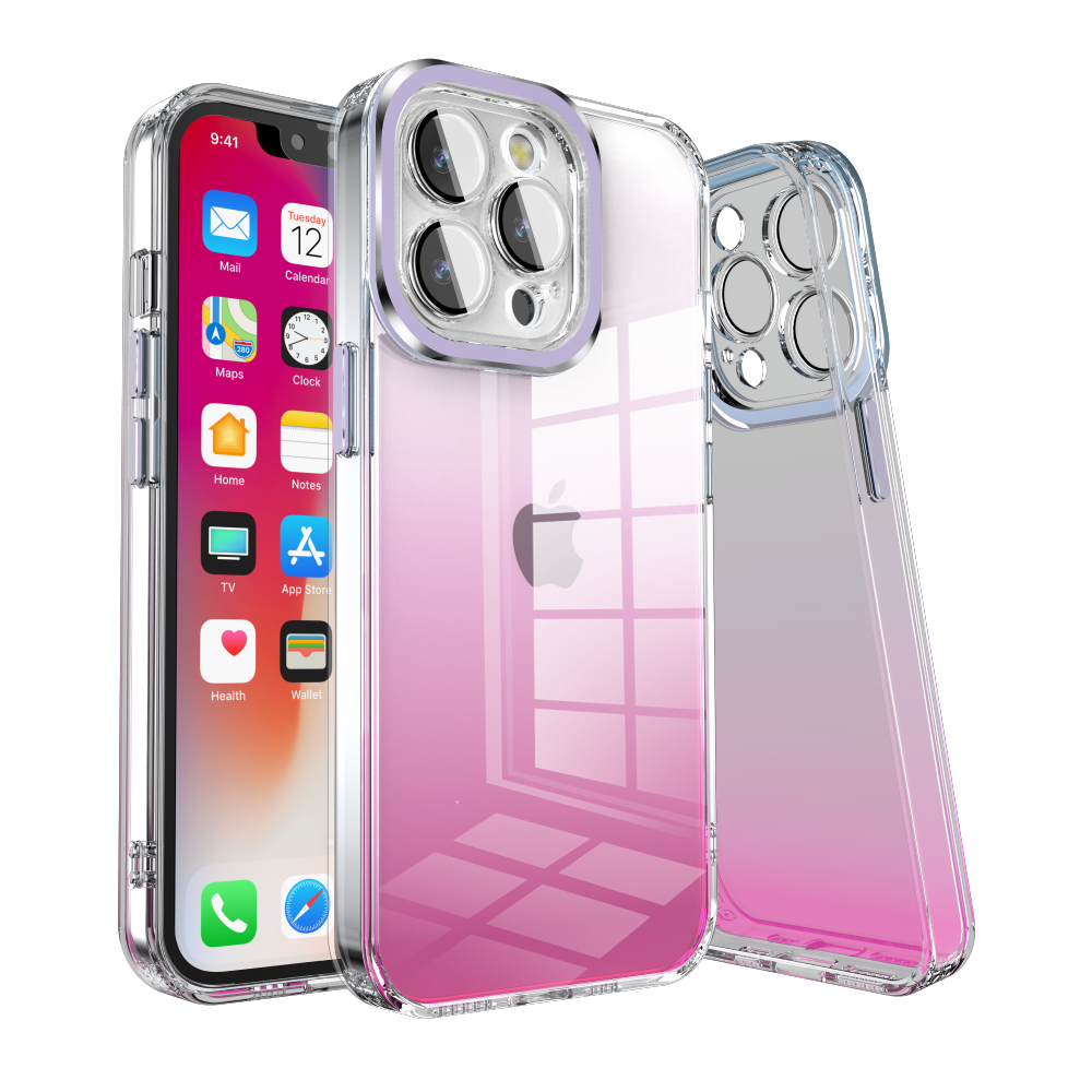 Funda con Color Degradado de la Serie Jade, con Protector de Cámara, Fina y Antigolpes