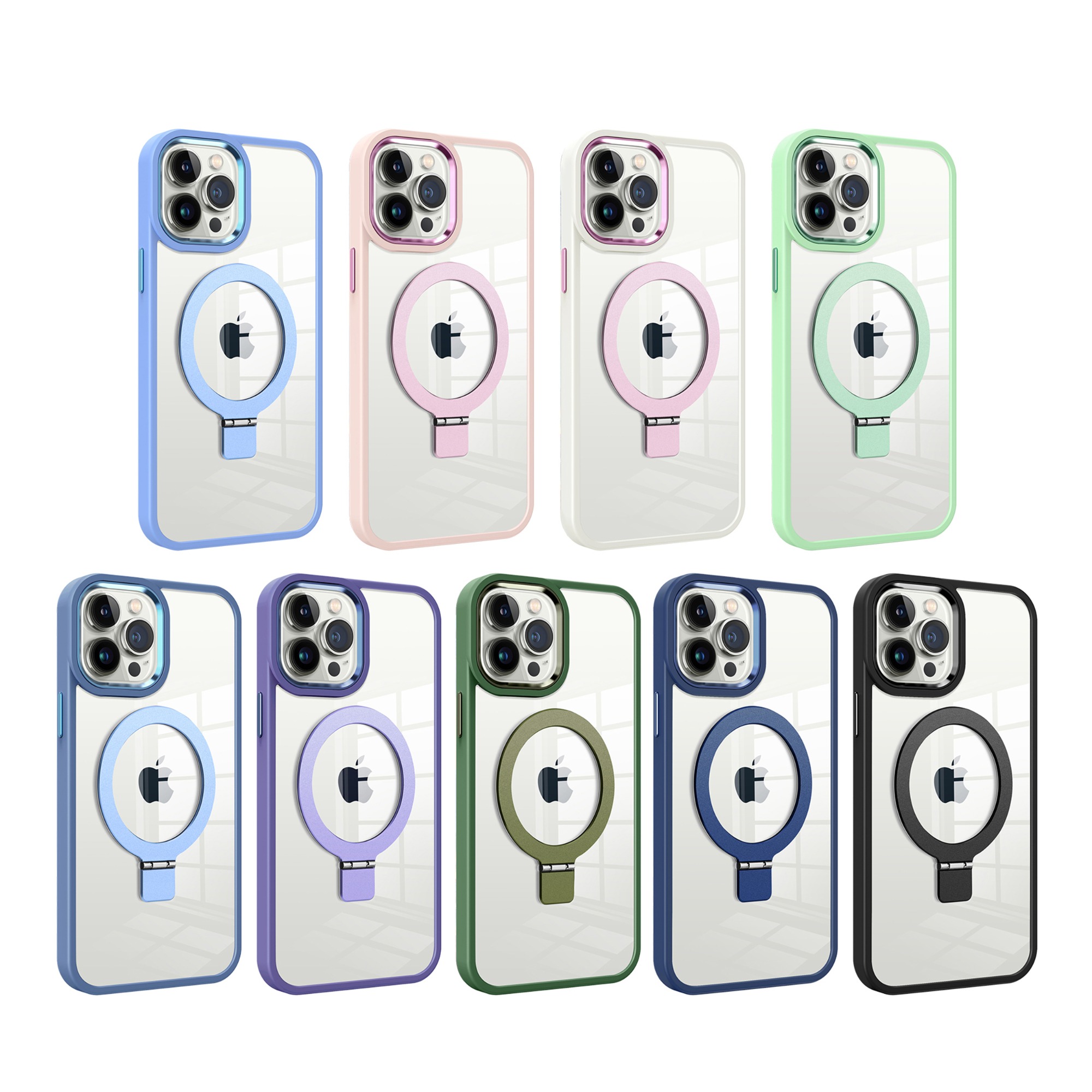 Funda Magnética Ultra Transparente con Soporte de la Serie Armor, Soporte Bidireccional, Fina, Antigolpes