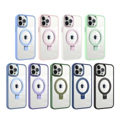 Funda Magnética Ultra Transparente con Soporte de la Serie Armor, Soporte Bidireccional, Fina, Antigolpes