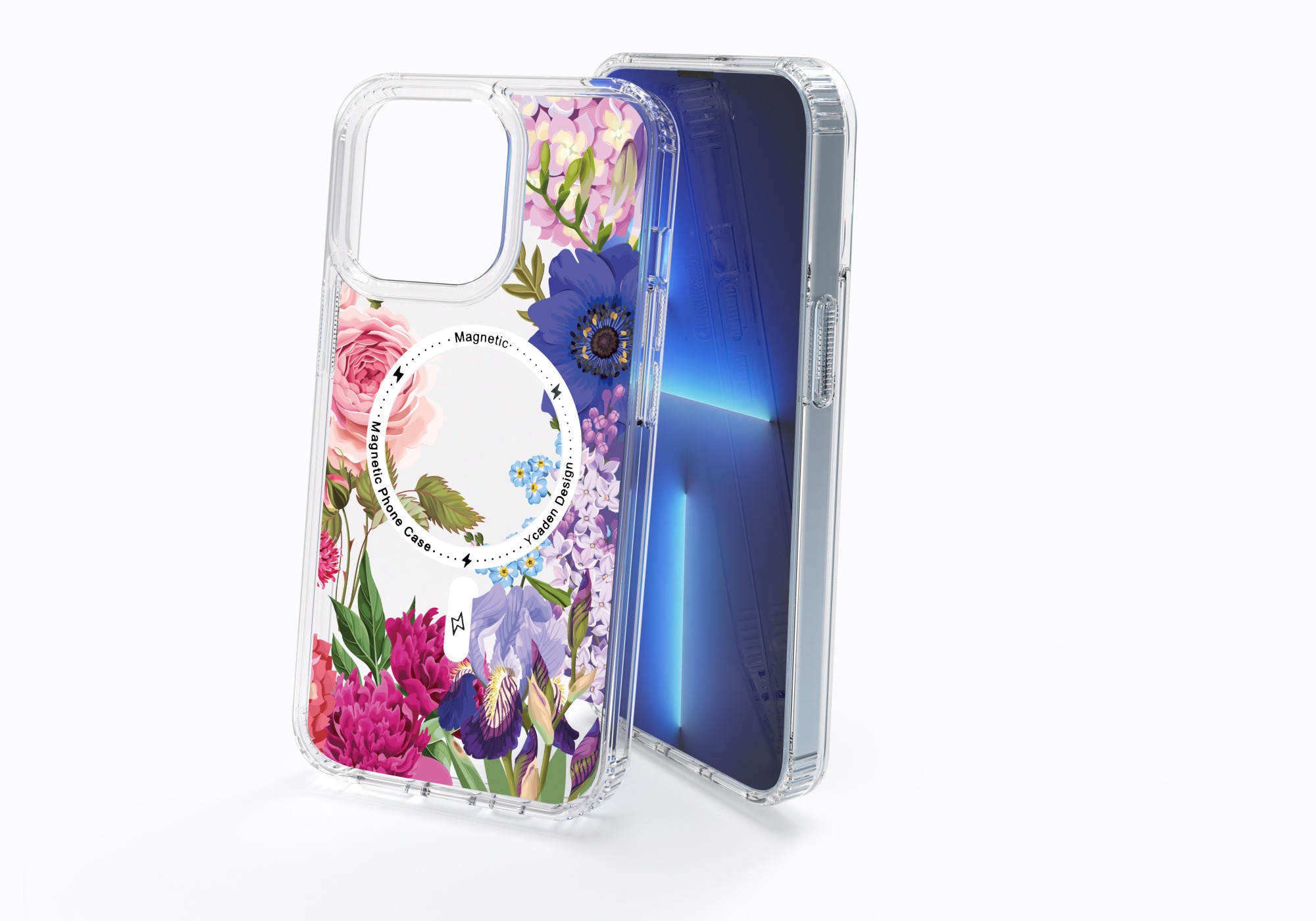 Space Case Magnética con Dibujo, Fina, fondo duro de PC y Bordes Suaves de TPU, Transparente y Antigolpes